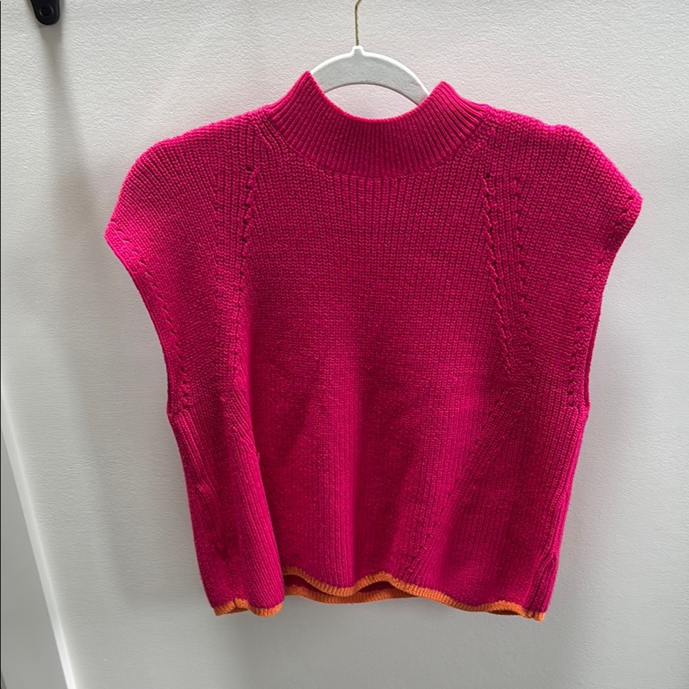 Anthropologie Pink and Orange Cowl Neck Sweater